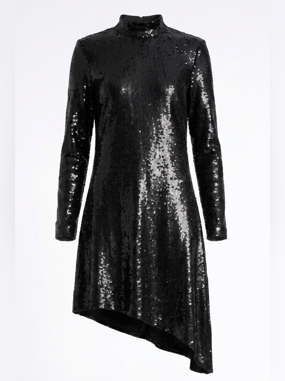 NWT COS Asymmetric Sequined Mini Dress Black High Neck Size 8 Cocktail Party